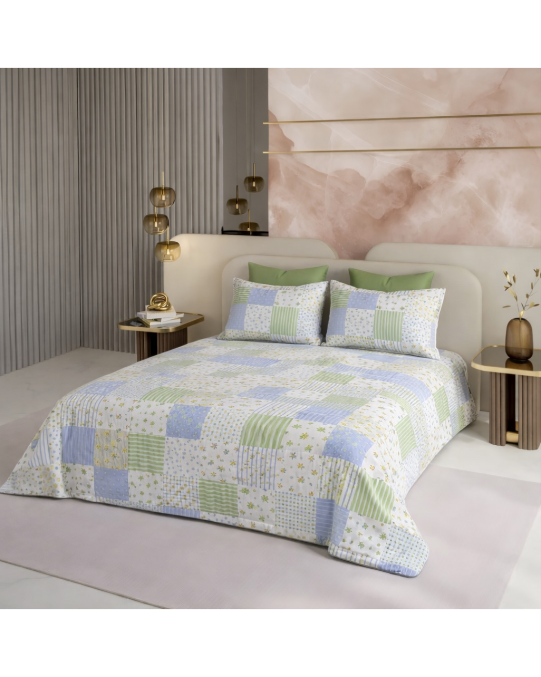 Super King Size Bedsheet | 400TC | 100% Pure Cotton Super King Size Bedsheet(275×275cm) with 2 Pillow Covers | Geometric Pattern (Multicolor)