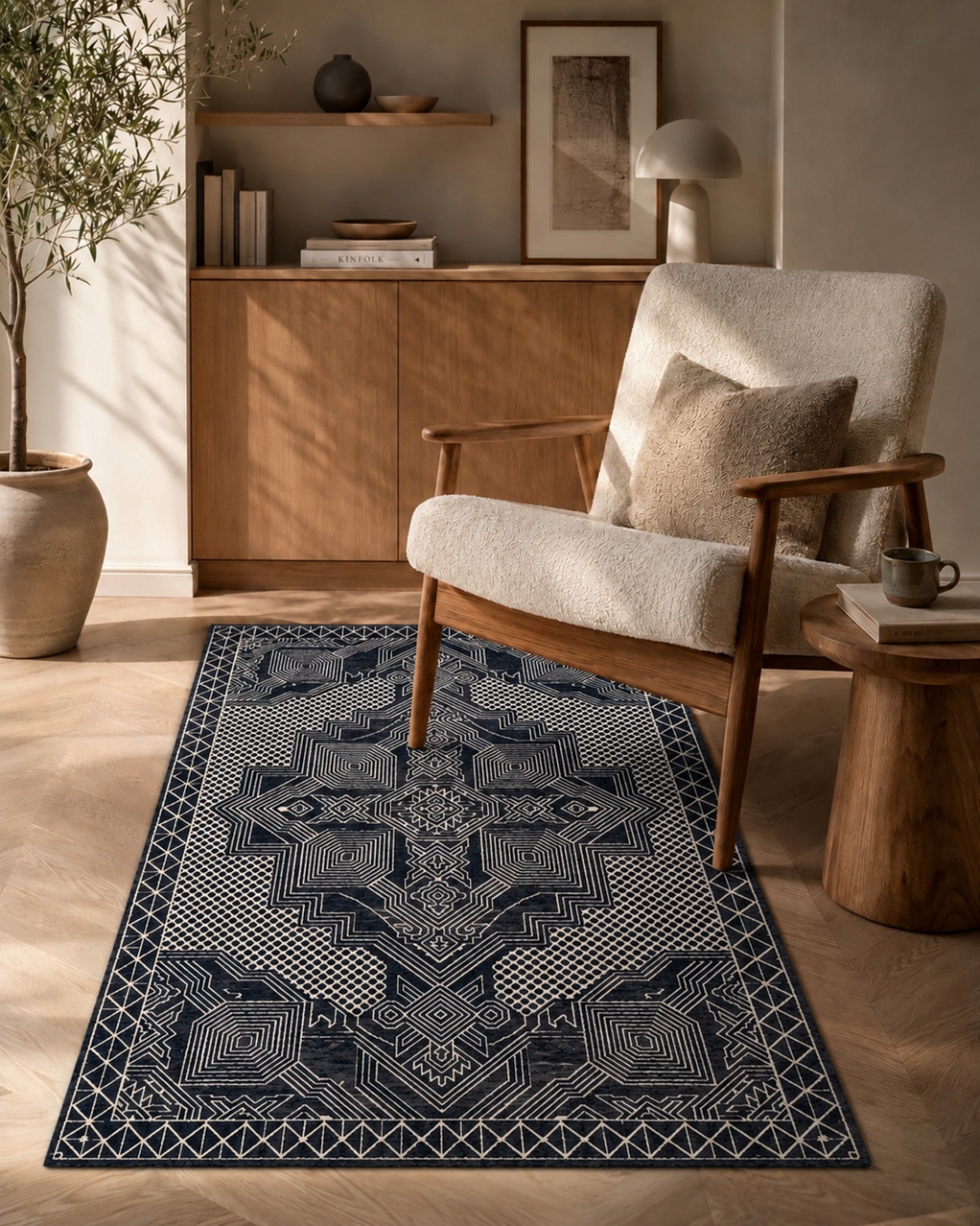 Ivory Ash Tribal Rug