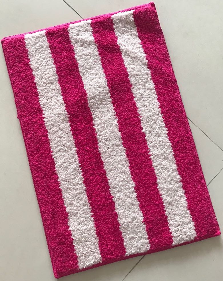 Micro Bath mats With Strips Pink (Available for Bluk Orders)